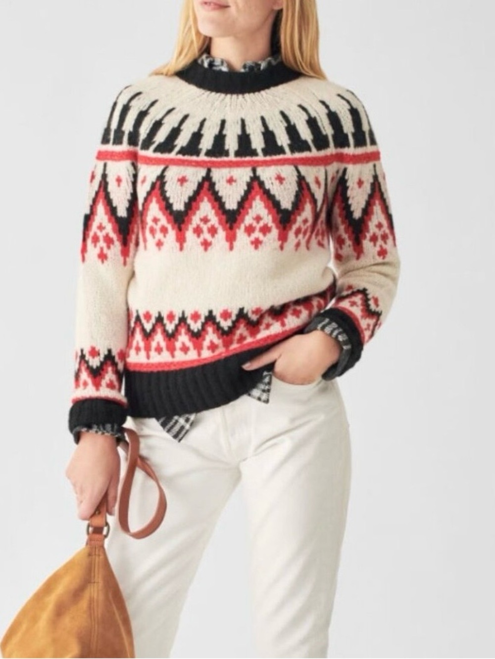 NWT Faherty Frost Fair Isle Crew Neck Sweater Apres Bold ~ Size Small - Picture 2 of 4